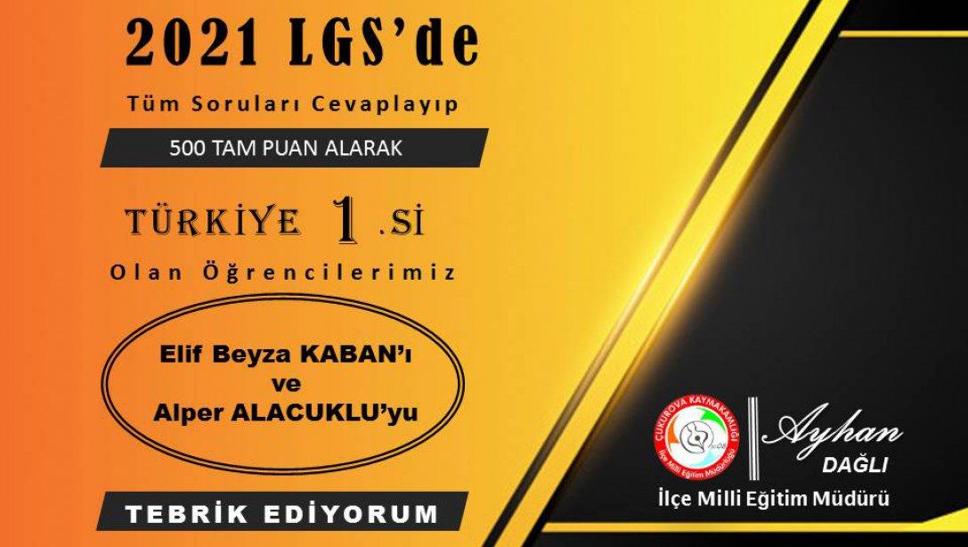 2021 LGS'de Türkiye 1.si olan öğrencilerimizi tebrik ediyoruz.